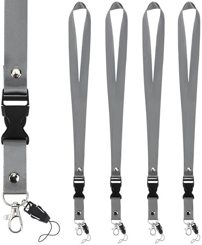 Segus Schlüsselanhänger Band, 5 Stück Schlüsselbänder zum Umhängen, Lanyards mit Abnehmbare Schnalle, Schlüsselanhänger Band für Büro, Fabrik, Schule, Krankenhaus (Dunkelgrau)