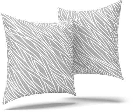 LARAWELL Kissenbezug 80x80 Baumwolle grau geometrisch, 2er Set, Kissenbezüge im Doppelpack Premium