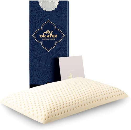 Talatex Oreiller plat en latex naturel, ultra fin, oreillers plats pour dormir sur le ventre, oreiller pour dormeur sur le devant aide à soulager la pression, parfait pour les voyageurs et les