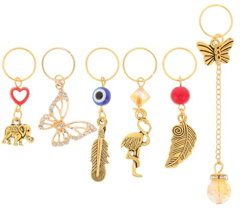 DEARMAMY 6stücke Pack Haarspiralen Ringe Dreadlock-schmuck Haarmanschetten Crystal Loc Accessoires Für Zöpfe Haarschmuck in Verschiedenen Formen Für Frauen Und Mädchen