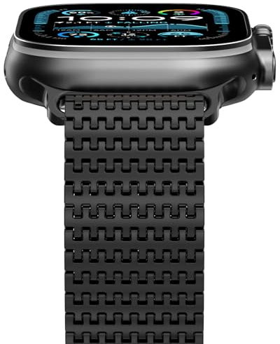 NewWays Milanese, cinturino di ricambio compatibile con Apple Watch Ultra 2/Ultra 49 mm, in acciaio inox magnetico, per iWatch 49 mm, nero