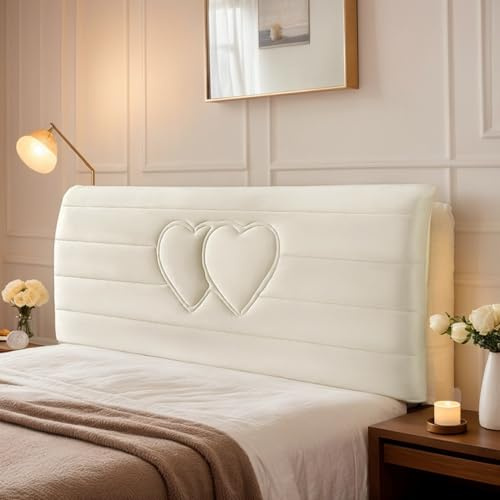 DOSYCOVUR Velours Kopfteilbezug Für Single Bett Doppelbett King Size Bett Schutzbezug Waschbar Decken Kissen Dick Staubdicht,Cream,200cm