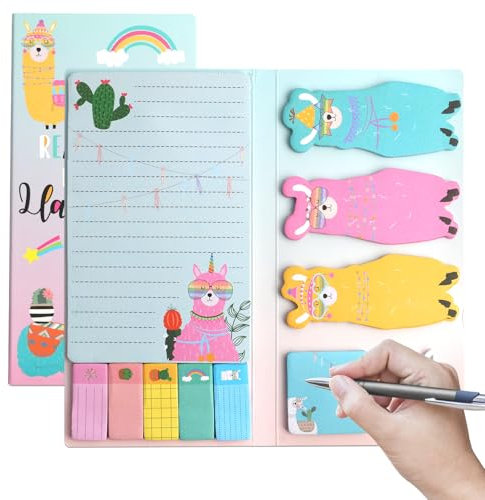 550 Blätter Haftnotizen Set Alpaka geformte Papierclips Neuheit Selbstklebende Haftnotizen Schreiben Memo Pads, Bunte Papierclips, Ideal für Schule, Büro und Zuhause, Lehrer und Schüler Geschenk