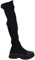 Stivali Combat camoscio Nero con Zeppa carrarmato 3 cm Alti al Ginocchio Punta in Gomma Gambale Morbido Aderente (37 EU)