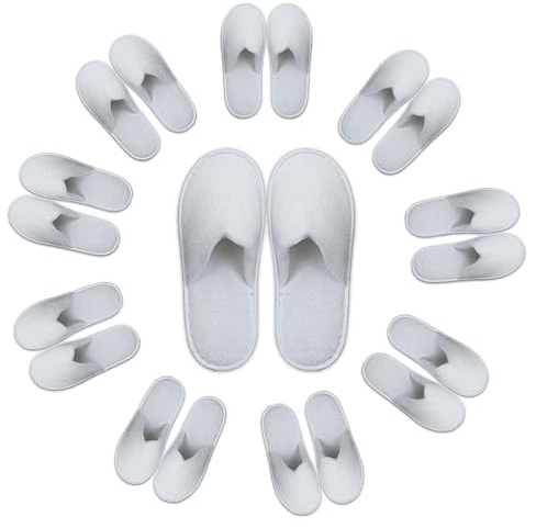 LoNinLoAn 10 Pairs Hotel Slippers, Closed Toe White Spa Slipper, Universal | Portable Disposable Towelling Slipers Fit Most Men and Women for Party Guest Travel Home Hotel Use