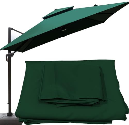Toldo Cuadrado de Repuesto Para Sombrilla de Patio de 3 X 3 M, 8 Varillas, Color Caqui, Tela UV50+ Para Mesa de Jardín Al Aire Libre Con Patio, Jardín, Terraza (Green)