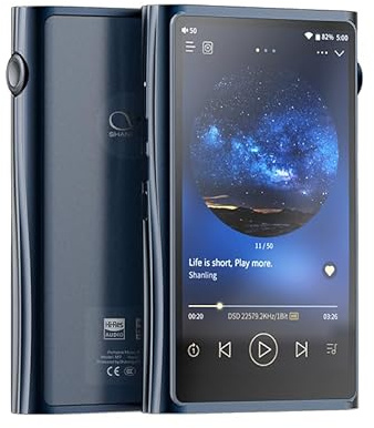 SHANLING M7 Digital Audio Player,Portable MP3/MP4 Player,Hi-Res Music Player,2.4G/5G WiFi|ES9038Pro DAC|5.0inch HD Screen|6+128GB|Android10 Snapdragon 665|16X MQA|3.5&4.4mm|900mW@32Ω Output (Blue)