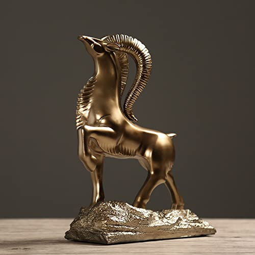 CWCQGH Modern Statue Abstract Wild Goat Sculpture Vintage Resin Ram Statue Art Ornament Office Living Room Lucky Ornament Decoration Crafts