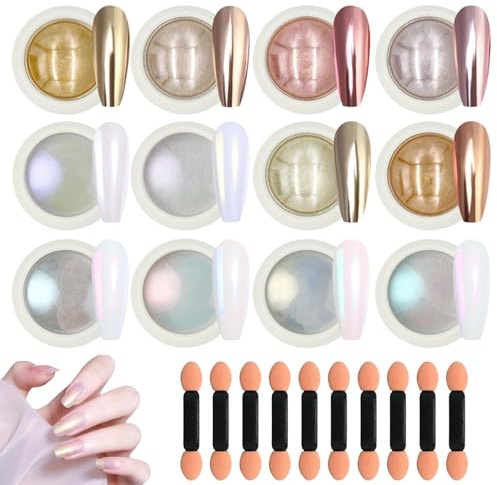 ZhouWei 22 Stück Chrome Nail Powder Set, Metal Chrome Puder Nägel Crome Pulver Nägel Spiegeleffekt Nagelpuder Grosse Kapazität Glitter Nagelkunst Pulver Nail Powder Set, für Mehrere Farben Art DIY