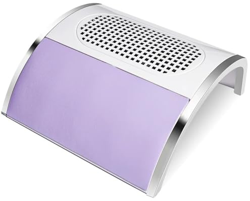 Aspirador Uñas, Aspiradora de escritorio con doble ventilador y colector de polvo for uñas de 80 W, de alta potencia, con filtro(Purple)
