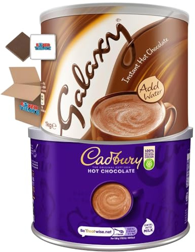 Luxury Hot Chocolate Bundle – 2 x 1kg Chocolate Drink Tubs | Creamy Instant Hot Cocoa Mix Assortment | Indulgent Milk Chocolate Flavours – Gift Bundle Set (2kg Total) Boxed Treatz