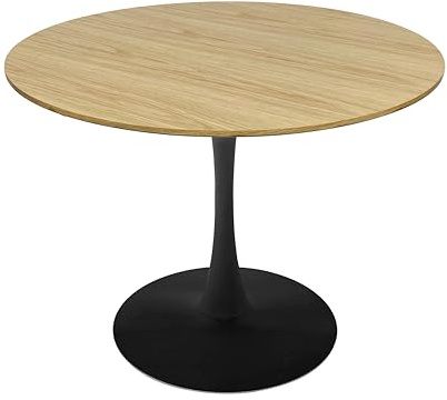 Oviala Table à Manger Ronde 4 Personnes D100 cm Bois Clair