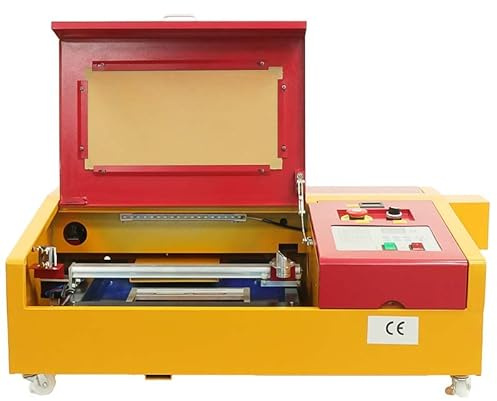 PEIXU Lasergravurmaschine CO2 50W 300mm x 200 mm CO2 Lasergravierer Schneiddrucker Laser Cutter CO2 Laser Graviermaschine Lasergravur Maschine (Gelb Rot)