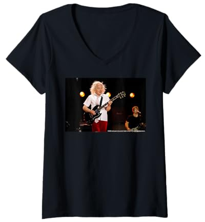 Damen AC/DC Rock Konzertbühne Gitarrensolo Live Energy T-Shirt mit V-Ausschnitt