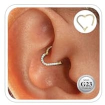 ESHIONER G23 Titan Conch Piercing Schmuck Helix Gold Silber Hoop Septum Rook Tragus Daith Piercing Hinged Segment Clicker 16G 8MM 10MM 12MM Nasenring Double Creolen Helix Knorpel Ohrringe für Damen