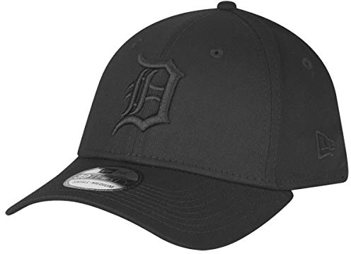 New Era Blk on Blk 39Thirty Cap Detroit Tigers Schwarz Schwarz, Size:S/M