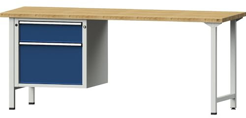 ANKE | Werkbank | Gestellbauweise Serie V | 2 Schubladen | Buchemassivplatte | Breite 2000 mm