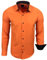 Subliminal Mode - Repassage Facile Chemise Homme Col Bicolore Uni Manches Longues Coupe Slim Business Idée Cadeau, Noël, Saint Valentin RN44,XL,Orange