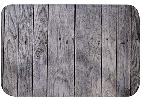A.Monamour Badematten Badteppiche Badvorleger Alte Grunge Graue Hölzerne Planken Holz Textur Hintergründe Weichen Saugfähigen Flanell Mikrofaser rutschfeste Bodenmatte Für Badezimmer Küche 40x120cm