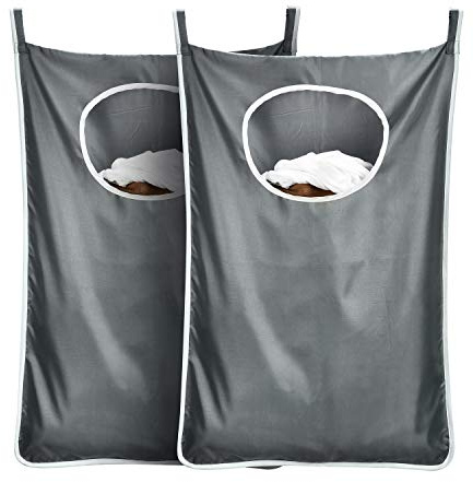 Lot de 2 paniers à linge durables à suspendre derrière la porte pour économiser de l'espace avec crochets en acier inoxydable, fermeture éclair, pour salle de bain, chambre d'enfant, voyage, dortoir