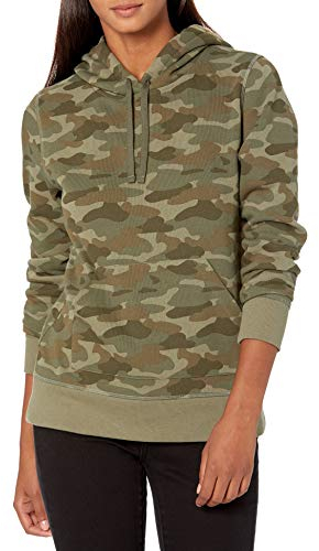 Amazon Essentials Damen Fleece-Kapuzenpullover in normaler Passform (in Übergröße erhältlich), Grün Tarnmuster, M