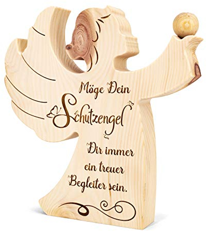 sagl.tirol Zirbenengel mit Zirbenkugel - Holzengel mit Gravur - Zirben Engel mit Spruch - Taufgeschenk Schutzengel Holz - 22 x 23 x 3,5 cm - aus nachhaltiger Forstwirtschaft - Made in Austria