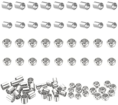 Vasemele Quetschperlen 2000 Stück Quetschperlen Kettenverschluss 2 mm/2,5 mm Quetschperlen Silber Quetschverbinder Glasperlen Silber Perlen für Perlen Basteln Kettenverschluss