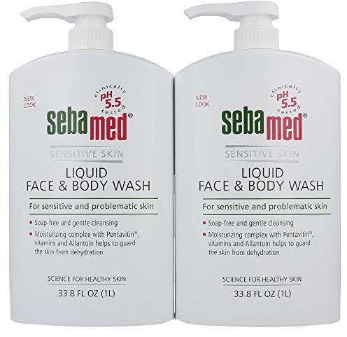 SEBAMED Seba Med, detergente liquido per viso e corpo, per pelli sensibili, flacone da 80 ml (confezione da 2)