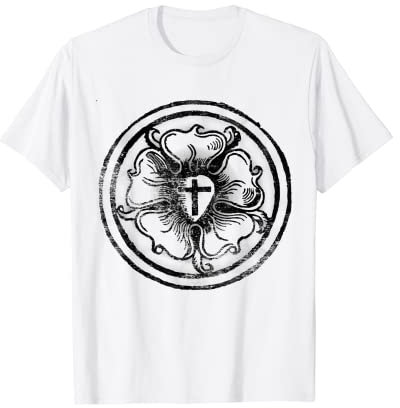 Martin Luther Rose Lutherisches Symbol Distressed Chalk 5 Solas T-Shirt