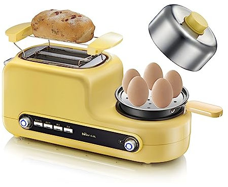 FVTVHEV Bread Maker 4-in-1 Bread Machine, Pizza Oven, 1080 W Oven with Egg Omelette Frying Pan, Multifunctional Breakfast Machine