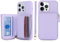 Zouzt for iPhone 14 Pro 6.1 Inch Case with Card Holder and Wrist Strap, PU Leather Zipper Wallet Case Purse with Credit Slots Protection Phone Cover for iPhone 14 Pro (Light Purple)