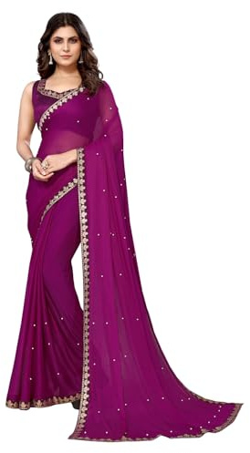 Imtra Fashion Sari pour femme en georgette de soie avec travail de fil et choli non cousu (personnalisable)