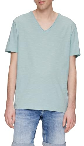 QS Meliertes Baumwollshirt mit V-Ausschnitt