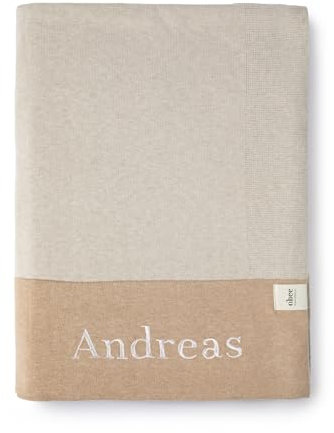 Kuscheldecke 200x150cm aus 100% reiner Baumwolle personalisierbar mit Namen I flauschig-weiche Wolldecke für Bett, Sofa & Couch I Design Tagesdecke atmungsaktiv & hypoallergen I Überwurf, Plaid