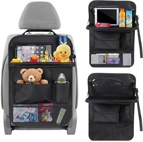 Cimvidi Autositz Organizer, Auto-Rücksitz-Organisator mit Faltbar Tisch und Tablet/Mobiltelefon-Tasche Auto-Kinderrückenlehnen-Schutz Wasserdicht Autositz-Rücksitz-Aufbewahrungstasche