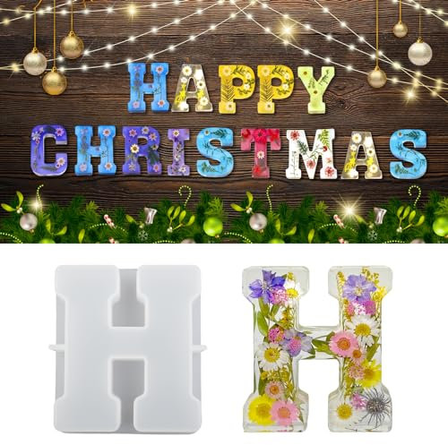 wikimo Silikonform Buchstaben Groß, 18 cm/7 inch Epoxidharz Formen für 3D-Alphabet, Silikonform GießForm für Geburtstag Hochzeit Party Weihnachten Kunst Basteln Ornamente(H)