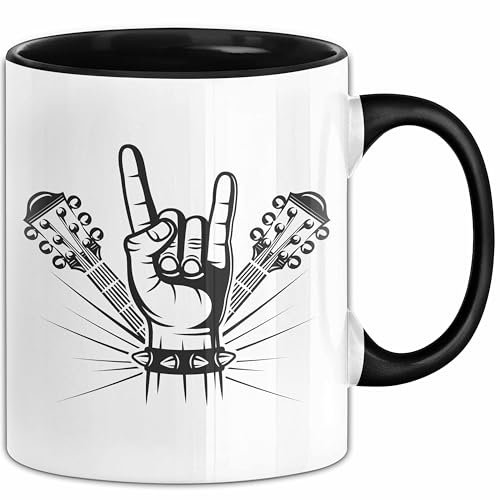 Rock N Roll Tasse Geschenk Rock Fan Geschenkidee Death Metal Kaffee-Becher (Schwarz)