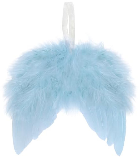 10 Stück blaue Engelsflügel für Weihnachtsbaumschmuck, 16 × 14 cm, hängende Engelfederflügel, Vintage-Stil, weiße Feder für Handwerk, DIY, Weihnachtsdekoration, Zuhause, Hochzeit, Requisite,