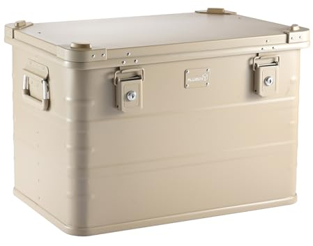 Alubox Alukiste abschließbar E78S SAHARA sand beige - Premium Lagerbox 78 Liter - Materialstärke 1mm - Deckel mit Aluminium Druckguss Stapelecken und Gummidichtung - inklusive Schlösser - lackiert