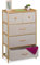 Relaxdays Kommode, Bambus, 5 Stoffschubladen, Flur, Schlafzimmer, HBT 94 x 58 x 32,5 cm, Schubladenschrank, Natur/beige