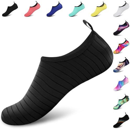VIFUUR Water Sports Shoes Barefoot Quick-Dry Aqua Yoga Socks Slip-on for Men Women A Black 40-41