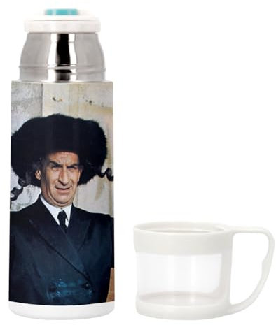 Thermoskanne aus Edelstahl mit integrierter Tasse – Rabbi Jacob Papillote Louis De Funes Comedie – 350 ml – Thermosflasche