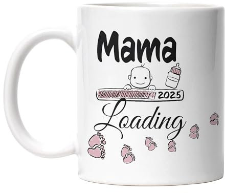 Tasse Mama Loading 2025 – Lustige Geschenk-Tasse für werdende Mütter (Weiß)