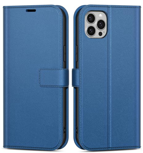 oakxco for iPhone 12 Pro Max Wallet Case with Credit Card Holder, Magnetic RFID Slim Folio Book Flip Leather Phone Case for Women Men Girl, Cute Soft Silicone Rubber Shockproof Cover, Royal Blue