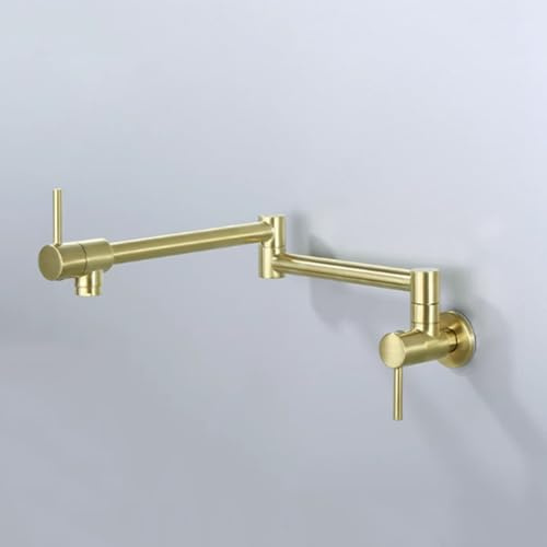 XSDSM Wall Mounted Faucet Pot Filler Brushed Brass Kitchen Faucets Cold Water Taps,Brushed Gold