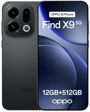 OPPO Find X9 5G 12+512GB, Smartphone sbloccato AI, Display ProXDR 6,59 120Hz, Fotocamera Hasselblad da 50 MP, 4K Motion, 7025 mAh, IP69, Space Black (Con carica 80W SUPERVOOC)