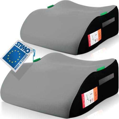 2er Set Kindersitzerhöhung ergonomisch Kinder 135-150 cm Sitzerhöhung Auto Sitz ECE R129 Bezug waschbar (Grau)