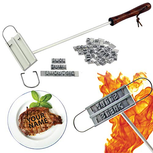 Bbq Branding Iron - 55 Cook Letters Set [ Barbecue Tool Kit ] Meat Brander for Steak and Burger