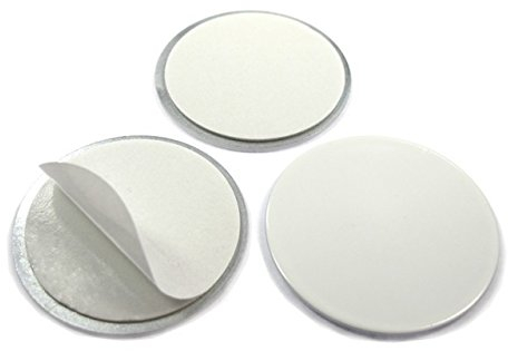 20 Metallscheiben selbstklebend weiß ohne Loch - aus Stahl (DC01) - Ø 20mm x 2mm - Metallplättchen rund mit Doppelklebeband - Gegenstück/Haftgrund für Magnete, Menge:20 Stück