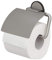 Tiger Tune, Porte-rouleau papier toilette avec rabat, Acier inoxydable brossé, Noir, 15x12,3x3,3x3,3 cm